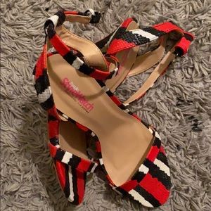 COPY - Red black and white ankle sandals